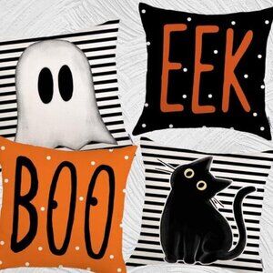 Halloween Pillow Covers 4pc Set Decorative Throw Cases Holiday Decorations 18"